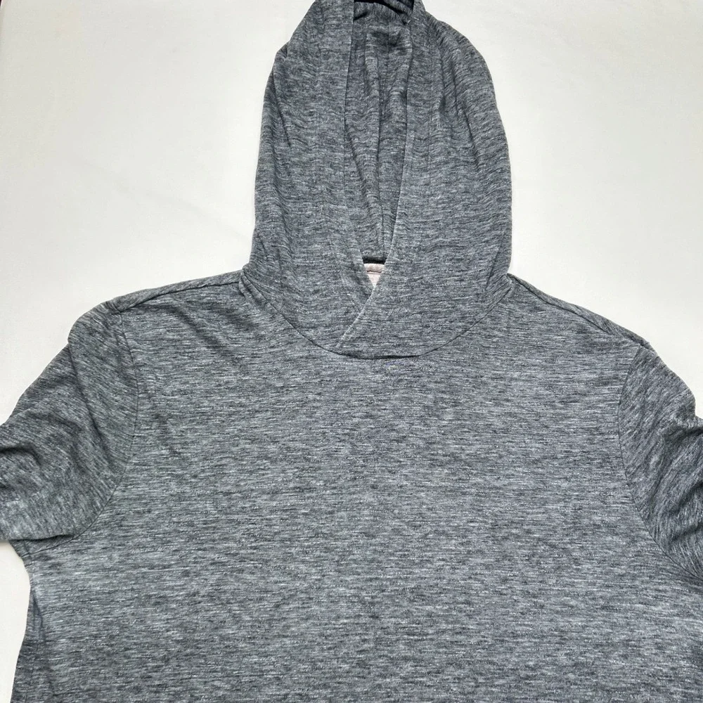 Banana Republic Mens Linen Blend Heathered Pullover Hoodie Size M Charcoal Grey